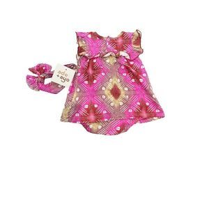 NWT Ade and Ayo from Target Baby BodySuit and Headband Set, Pink Abstract, 3-6 m